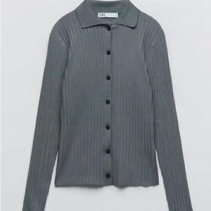 Zara- Gray Polo Sweater Buttondown